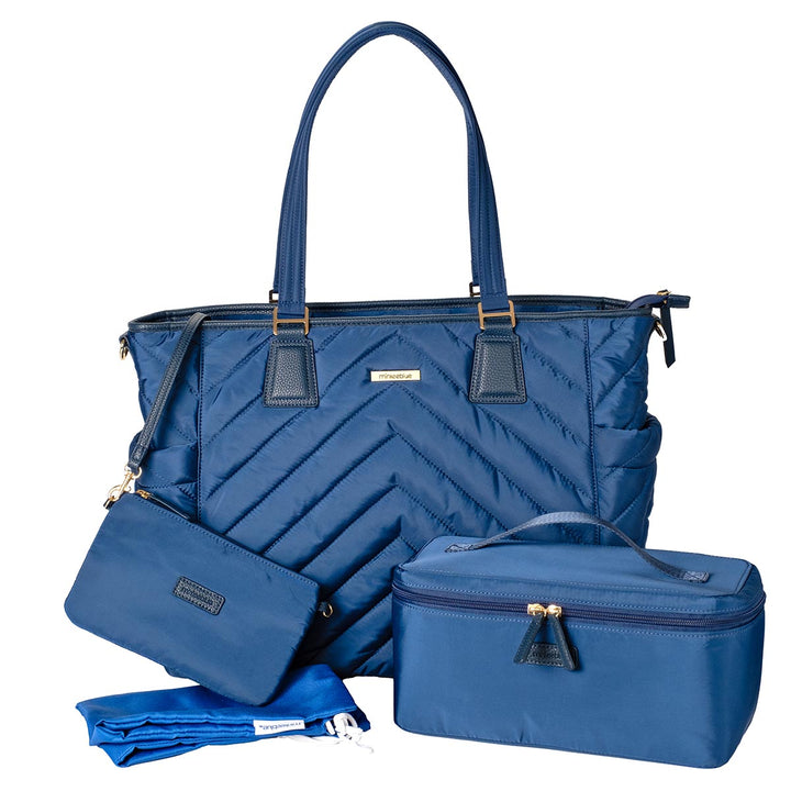 MinkeeBlue Puffer Ella Tote with Lunch and Shoe Bag