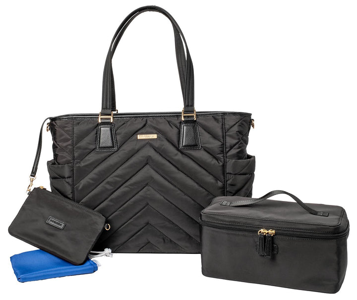 MinkeeBlue Puffer Ella Tote with Lunch and Shoe Bag