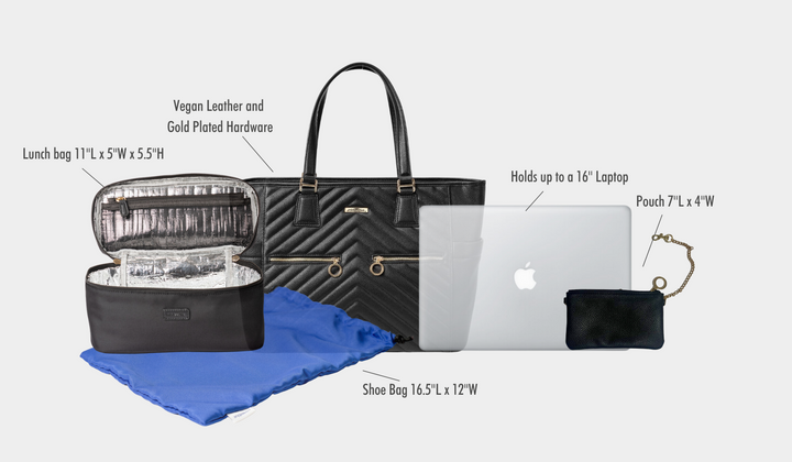 MinkeeBlue Nilah Tote Bag with Lunch Bag & Shoe Bag